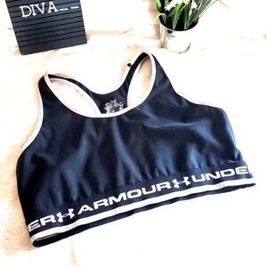 Under Armour Womens Sports Bra Blue L Racerback Logo Band